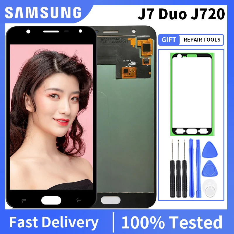 100% тестирование для Samsung Galaxy J7 Duo 2018 J720 J720F дисплей сенсорный экран дигитайзер