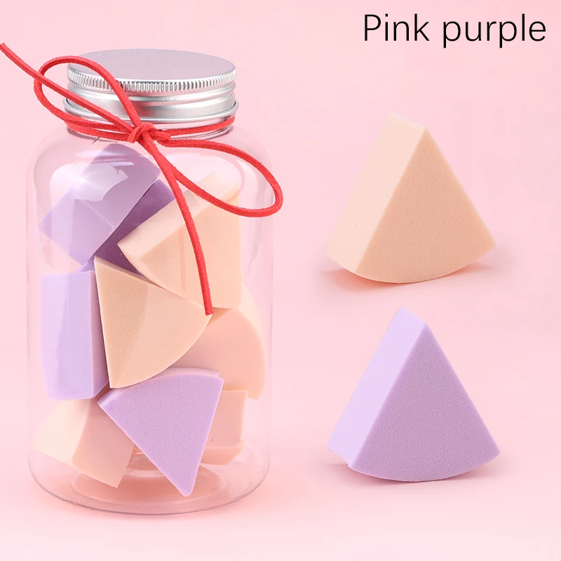12 шт консервированные треугольные спонжи для макияжа, гладкие мягкие жидкие инструменты для макияжа, подарки - Цвет: Pink purple