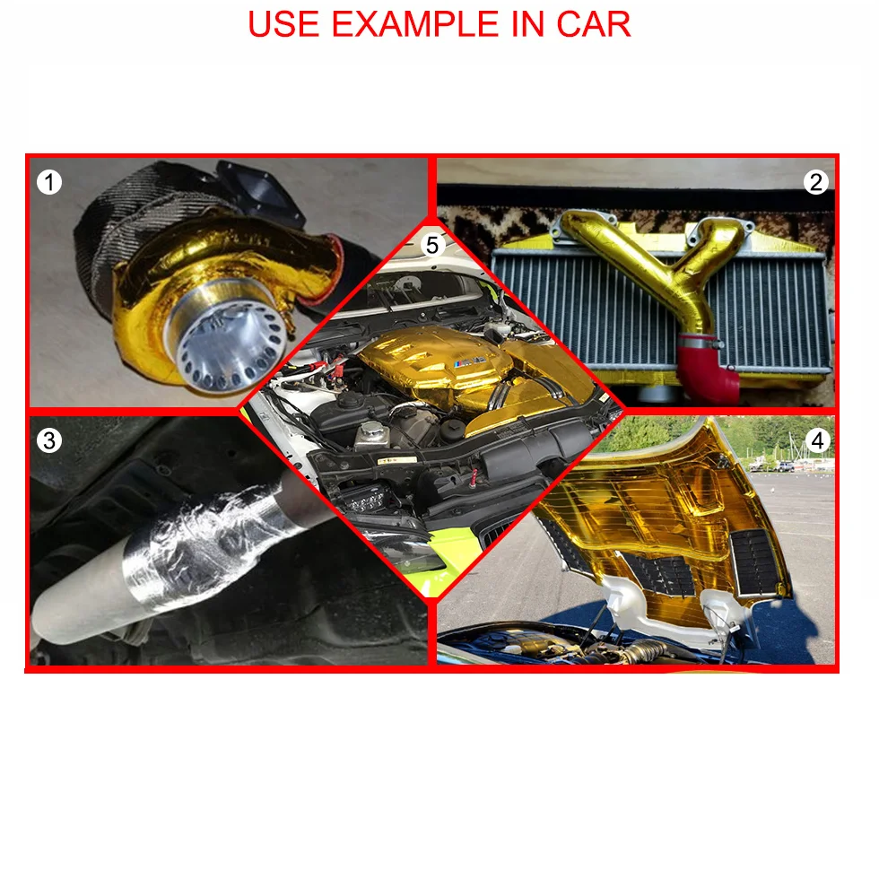 JDM тепла противостоять Клейкие ленты Turbo Лента Тепло лента теплоизоляция Высокая