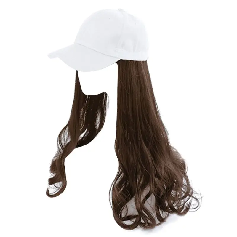 Новые женские длинные волнистые парик шляпа естественное соединение синтетические волосы с бейсбольной кепкой DXAA
