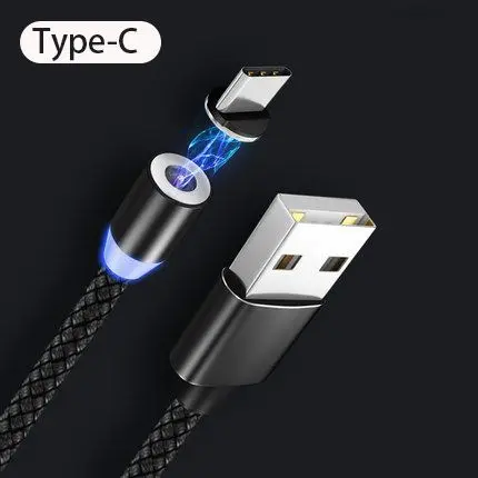 Магнитный USB кабель для быстрой зарядки usb type C 3 в 1 кабель для зарядки и передачи данных Micro USB кабель для мобильного телефона USB шнур - Цвет: For Type-C Black