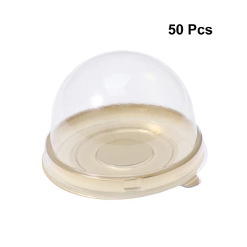 

50Pcs Cake Boxes Mini Round Shape Plastic Moon Cake Tray for Cupcake Disposable Food Containers