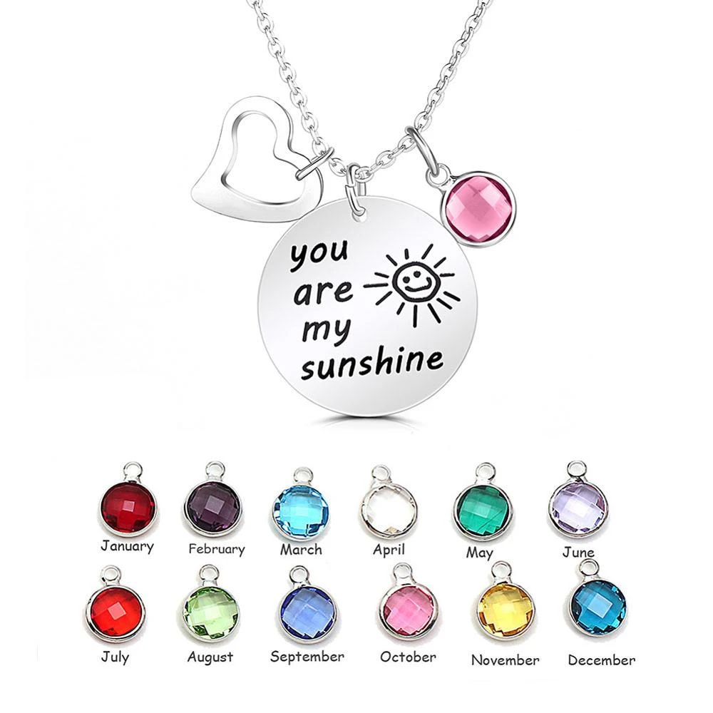 birthstone jewelry Birthstone necklace garnet birthstone July jewelry Stainless steel necklace necklace gift for her