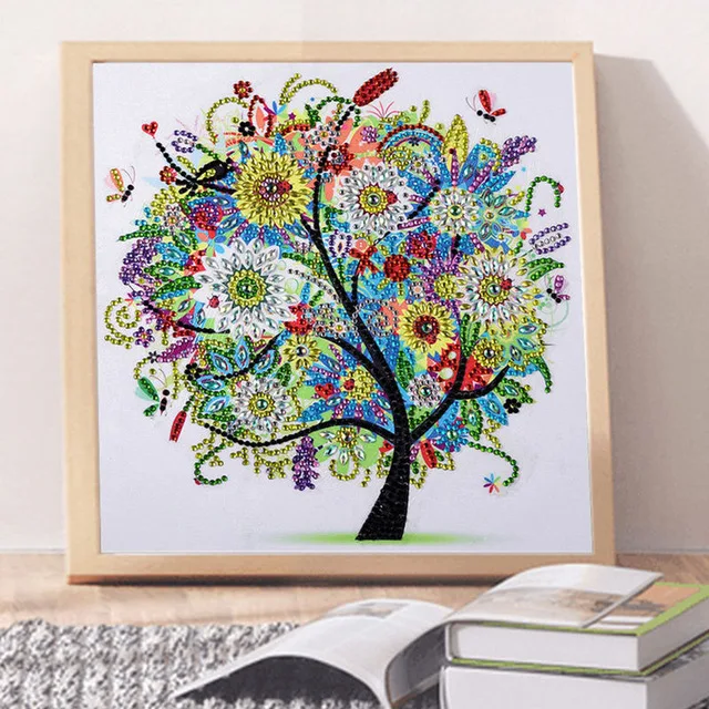 High Quality 5D DIY Diamond Embroidery Spring Summer Autumn Winter Seasonal Flower Tree Shape Special Shape Diamond Painting 