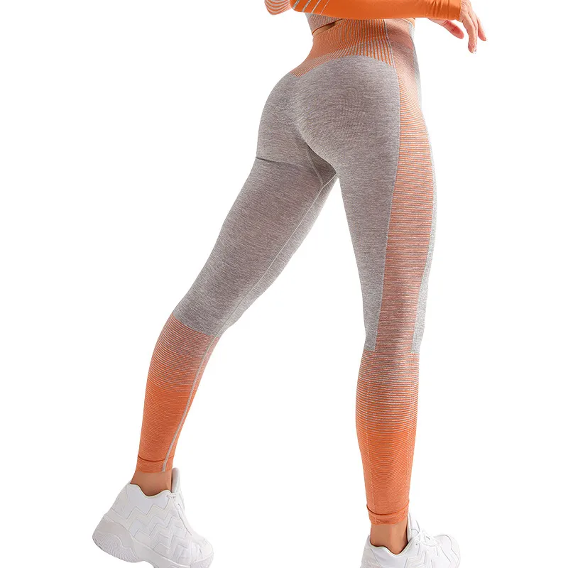 

Push Up Sport Leggings Women Two-color Stitching High Elasticity Tight Pants Quick Drying Profession Yoga Leggings Female Gym