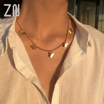 

ZN 2020 Bohemian Cute Butterfly Necklace Pendant For Women Clavicle Chain Fashion Female Chocker Jewelry