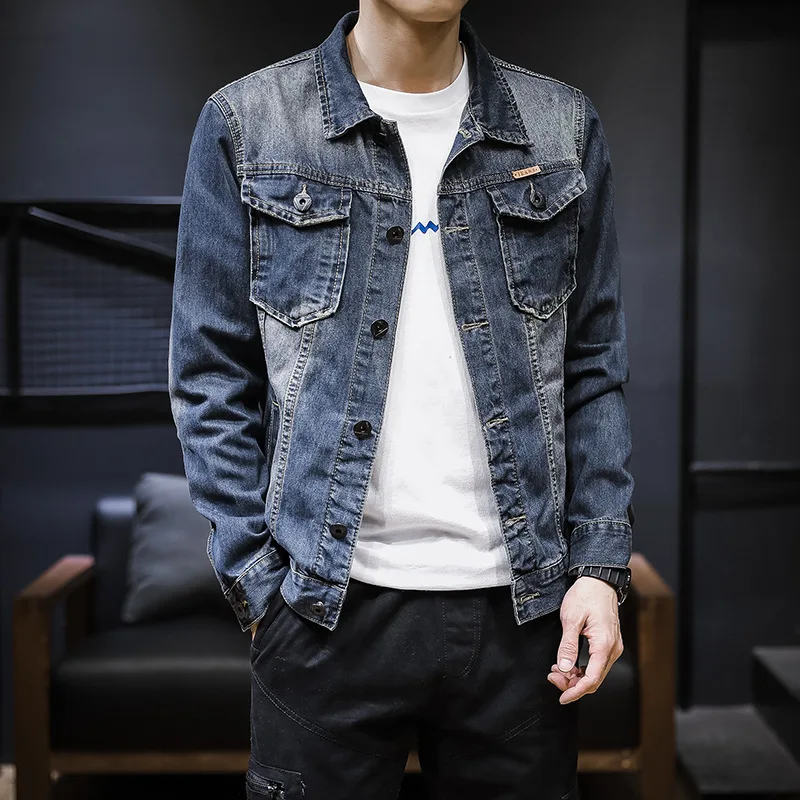 

Jeans Coat Men Korean-style Trend Loose Autumn & Winter Cowboy Clothes Popular Brand Tooling Jacket Spring And Autumn Men'S Wear