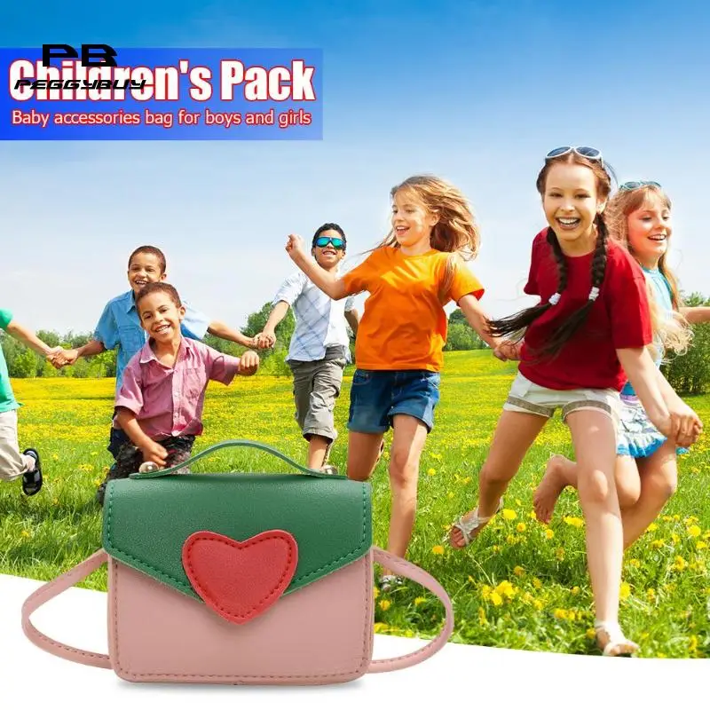 Модная детская сумка-мессенджер с сердечками для девочек, Кожаная мини-сумка через плечо, милая сумка для девочек