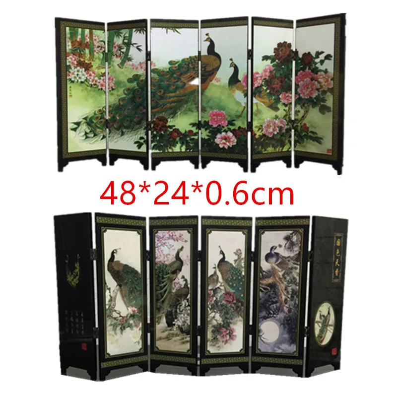 Складная мини-панель, разделитель для экрана комнаты, деревянный китайский стиль, винтажный узор, подарок 48*24*0,6 см, 6 штук - Цвет: E