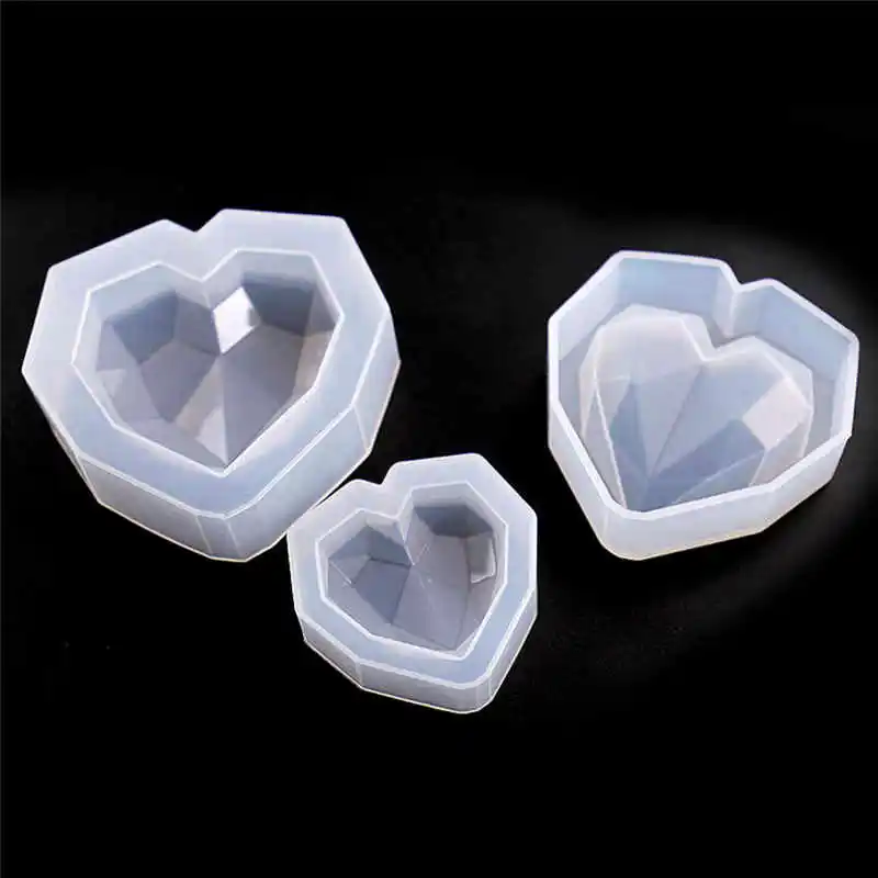 

3D Diamond Love Heart Dessert Cake Silicone Mold Cake Decoration Handmade Crystal Epoxy Resin Cake Candy Moulds New Arrive