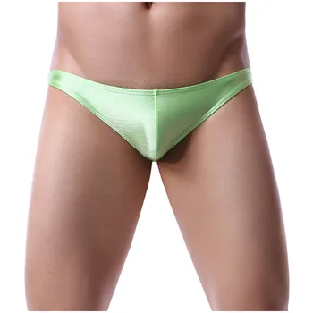 

2020 Summer Men Underwear Bikini Sexy Briefs Ice Silk Low Waist One Piece Elastic Solid Brief Panties for Men Ropa De Hombre