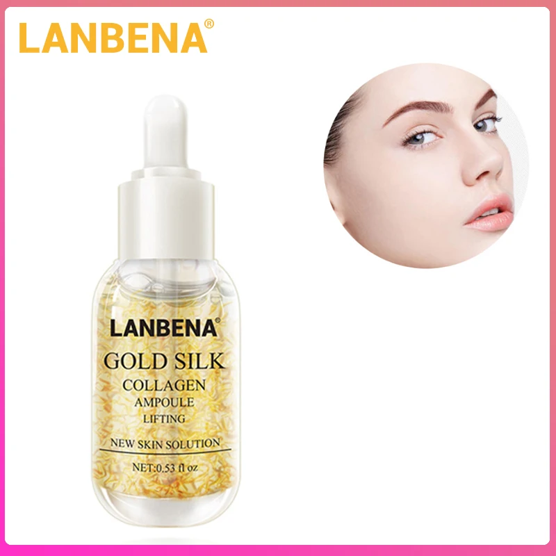 Золотая шелковая ампула коллагена LANBENA эссенция гиалуроновой кислоты