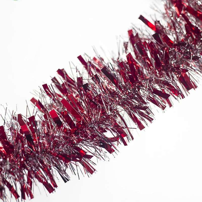 Red silver 1 шт., 2 м, Рождественская гирлянда, зеленые рождественские вершины, ленты, украшения для рождественской елки, орнамент, тростниковая мишура, новогодние, вечерние, Navidad - Цвет: Red silver