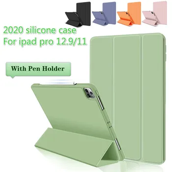 

Silicone Case for Ipad Pro 12 9 11 Case 2020 & 2018 with Pencil Holder Funda for Ipad Pro 12.9 Mini 5 10.2 Auto Sleep Wake Capa