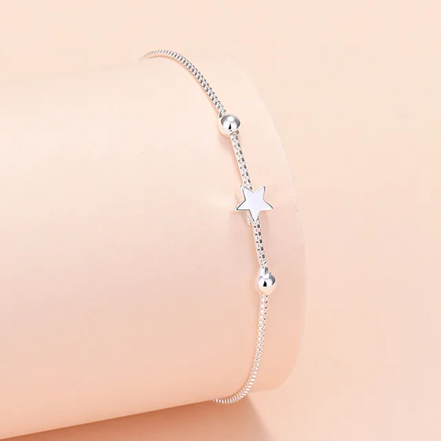 925 Sterling Silver Women Heart Bracelets On Hand Star Chain Bracelets For Girls Luxury Jewelry Jewellery Gifts For Women 3029