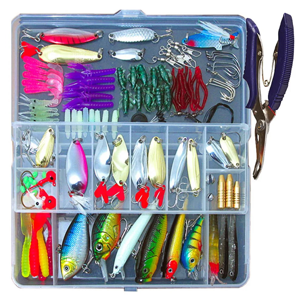 

73/101/132pcs Fishing Lures Set Mixed Minnow/Popper Fish Lure Box Spinner Spoon Cebo Grip Hook Isca Artificial Bait Kit Pesca