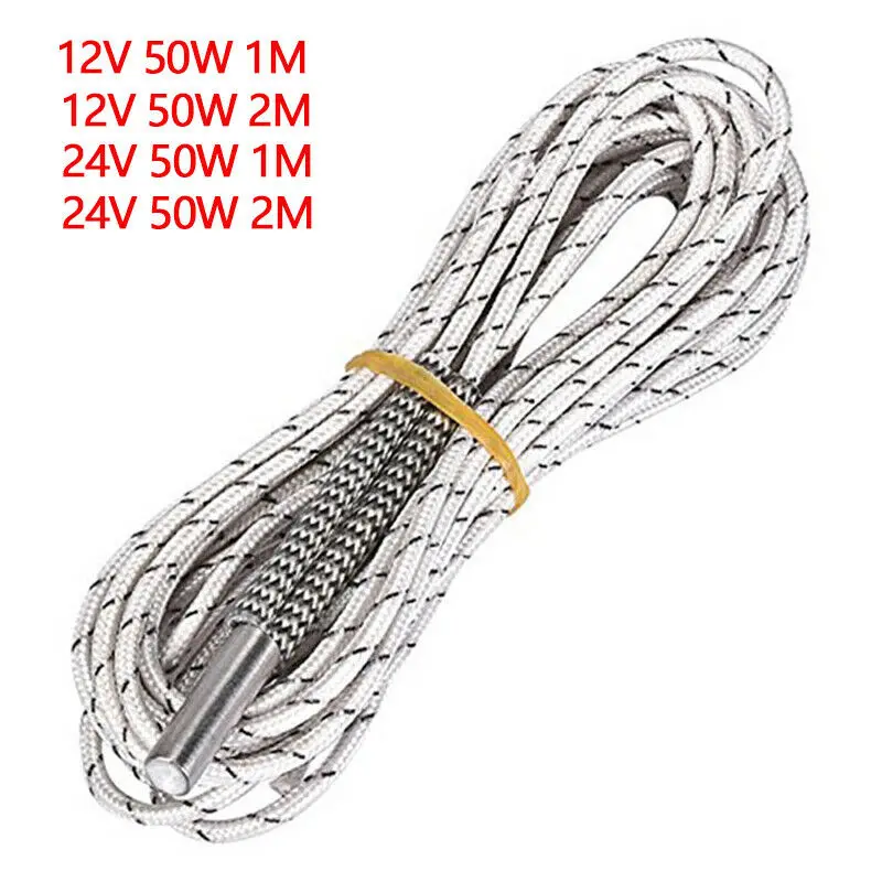 

12V 50W / 24V 50W 6*20mm Heater Cartridge 1M/2M Long for Ender 3 CR-10 Prusa MK8 MK9 3D Printer V6 J-Head Hotend Extruder