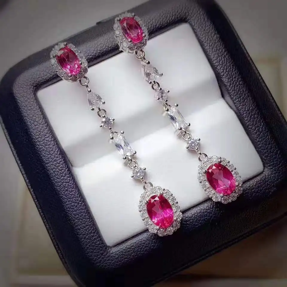 Platinum Топаз S925 серьги карамельного цвета для молодых девушек - Цвет камня: Platinum