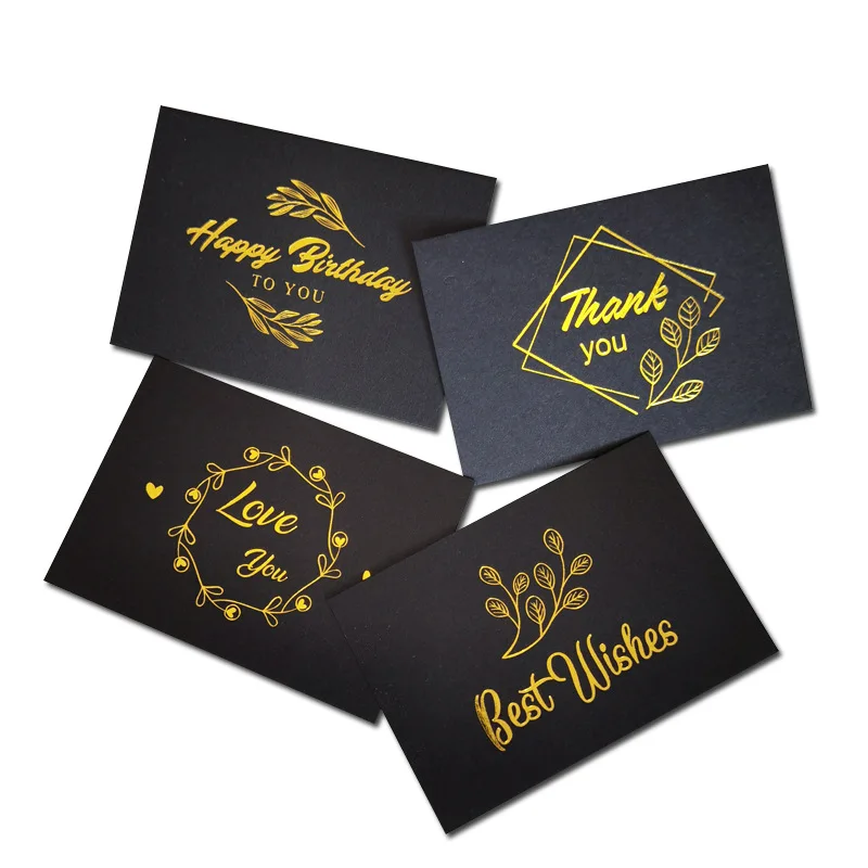 50PC Small Bronzing Single Page Type Greeting Card Thank You Card Wedding Birthday Party Invitations Flower Shop Gift Blank