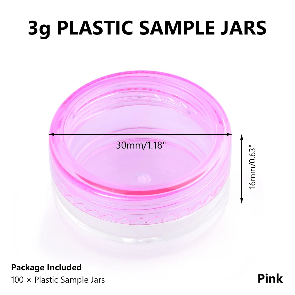 3g Pink 100 шт./лот, 3 г, 5 г, пластиковая Косметическая пустая банка, контейнер для хранения геля для дизайна ногтей, порошка, бусина, круглые розовые инструменты для макияжа, портативные - Цвет: 3g Pink