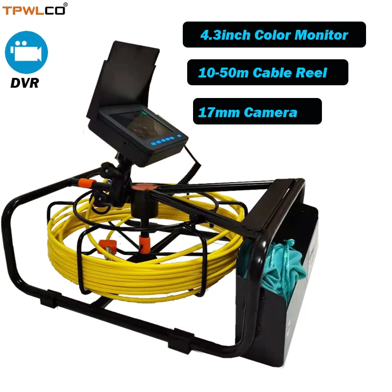 

4.3" LCD Screen 10-50m Industrial Endoscope Inspection Camera System DVR Function With 16GB Card 17mm Pipeline Camera