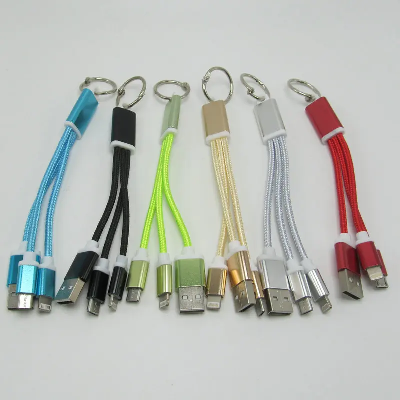 

Creative Gifts Pendant Portable USB Charging Cable One plus Two Keychain Data Cable Metal Weaving Wiring