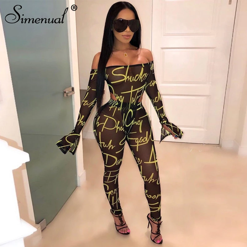 sexy mesh letter print women co-ord set (5)