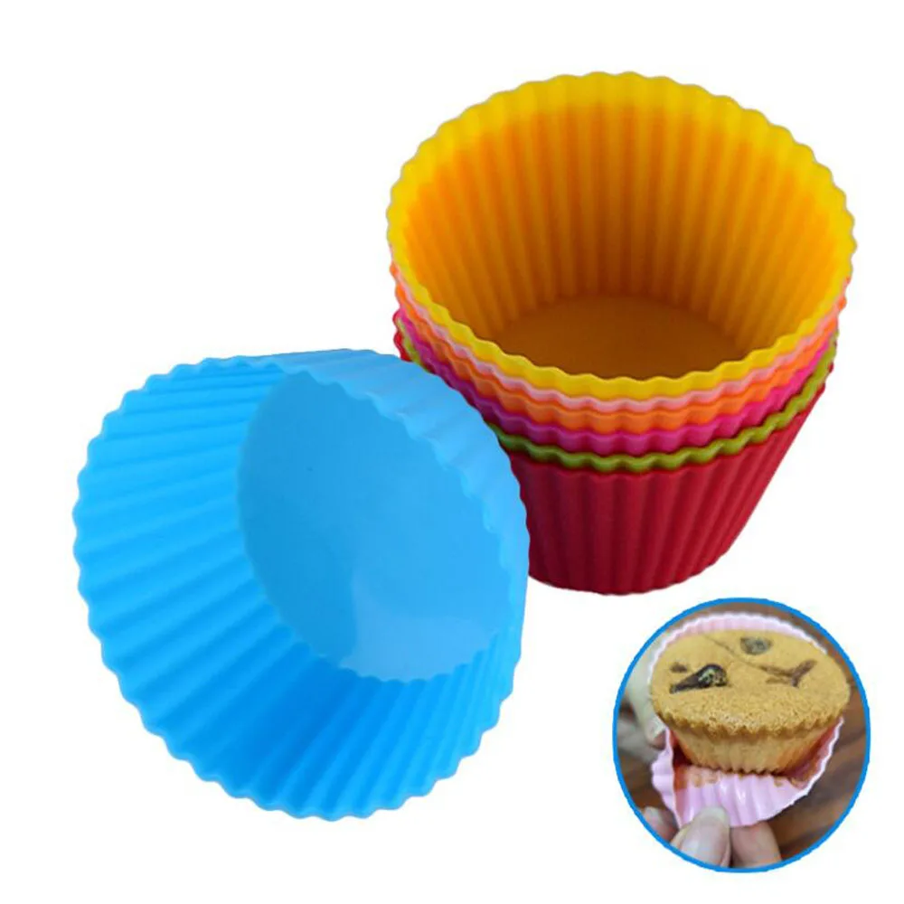 

10PCS Reusable Silicone Cupcake Liner Mold Muffin Cases Round Shape Cup Cake Tools Bakeware Baking Pastry Tools Cake Mold