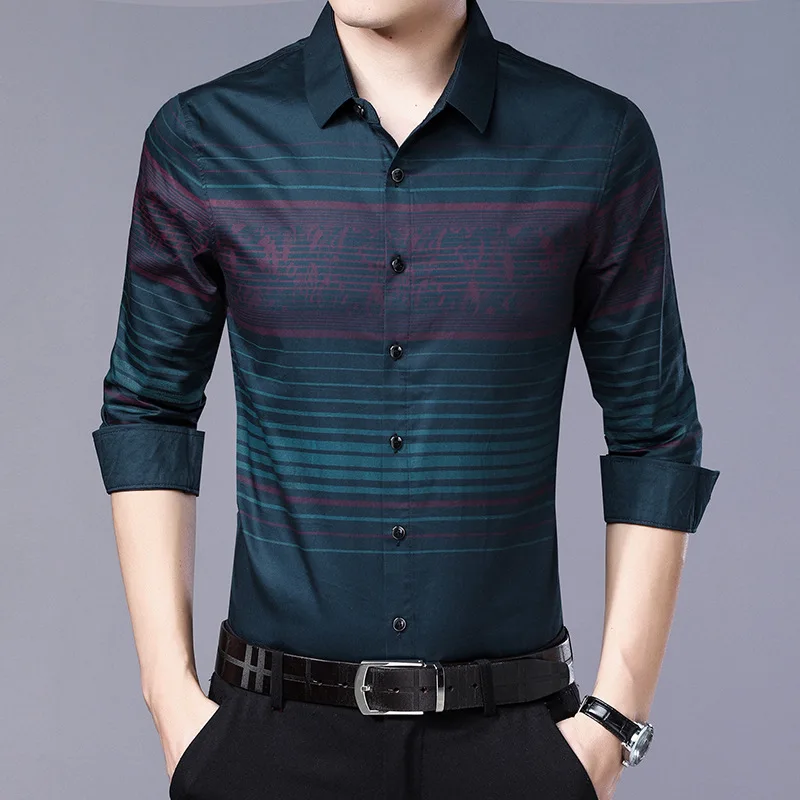 Jbersee Spring Korean Men Dress Shirts Long Sleeve Slim Fit Business Casual Shirt Autumn Clothes Streetwear Blouse | Мужская одежда