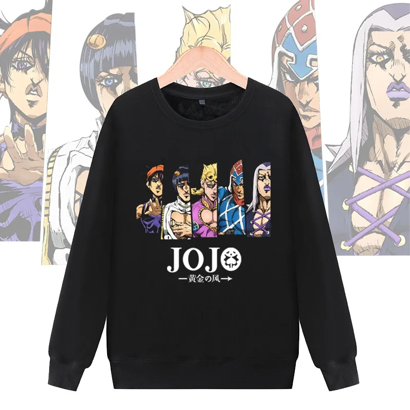 Высокое качество Q унисекс с рисунком из аниме JoJo невероятное приключение с круглым вырезом толстовка Giorno Giovanna GioGio хлопок Повседневное пуловер с капюшоном