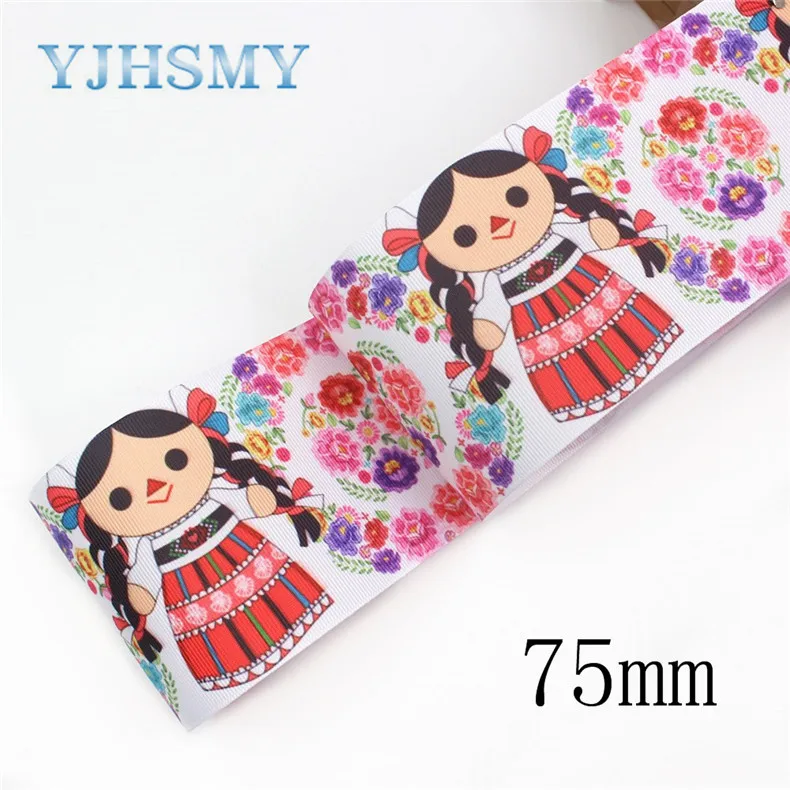 I-19921-2272 I-19921-2269, 75 мм 3 ''девочка кукла мультфильм Печать grosgrain лента упаковка дизайн, DIY аксессуары материалы ручной работы - Цвет: I-19921-2272