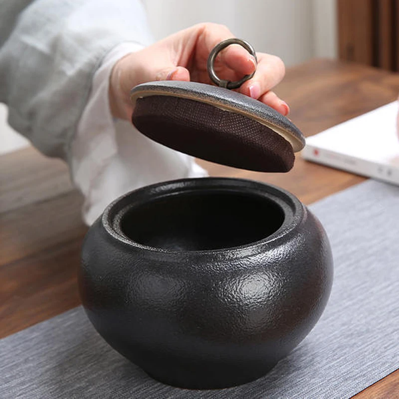 

Контейнер для чая из черной керамики, коробка для упаковки конфет большой емкости, Кухонный Контейнер для хранения, герметичные банки для кофе, емкость для соли, контейнер для орехов