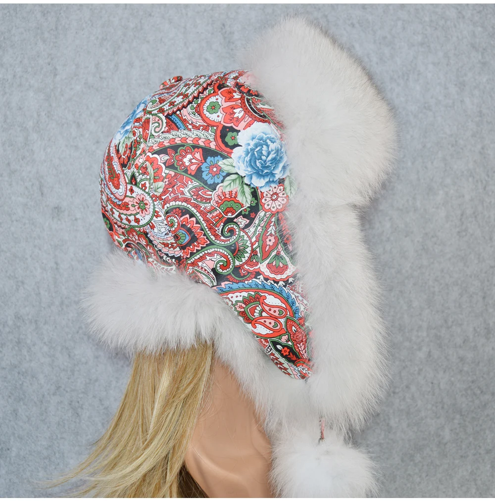 Женская шапка из натурального Лисьего меха, зимняя шапка-ушанка, шапка-бомбер, шапка для русской снежной погоды, Толстая теплая меховая шапка из натуральной кожи для девочек