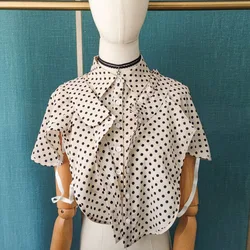 Womens Polka Dots Shirt Fake Collar for Sweater Blouse Shirt Ladies False Collars Woman Embroidered Lapel Detachable Collar