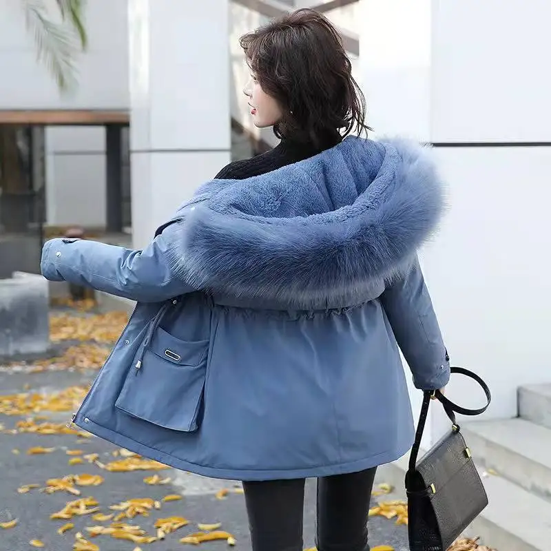 long puffer coat Women Winter Outwear Big Fur Collar Down Cotton Parka Women Fashion Overcoat Warm Thick Wadded Jacket Coat CT0179 down coats Coats & Jackets