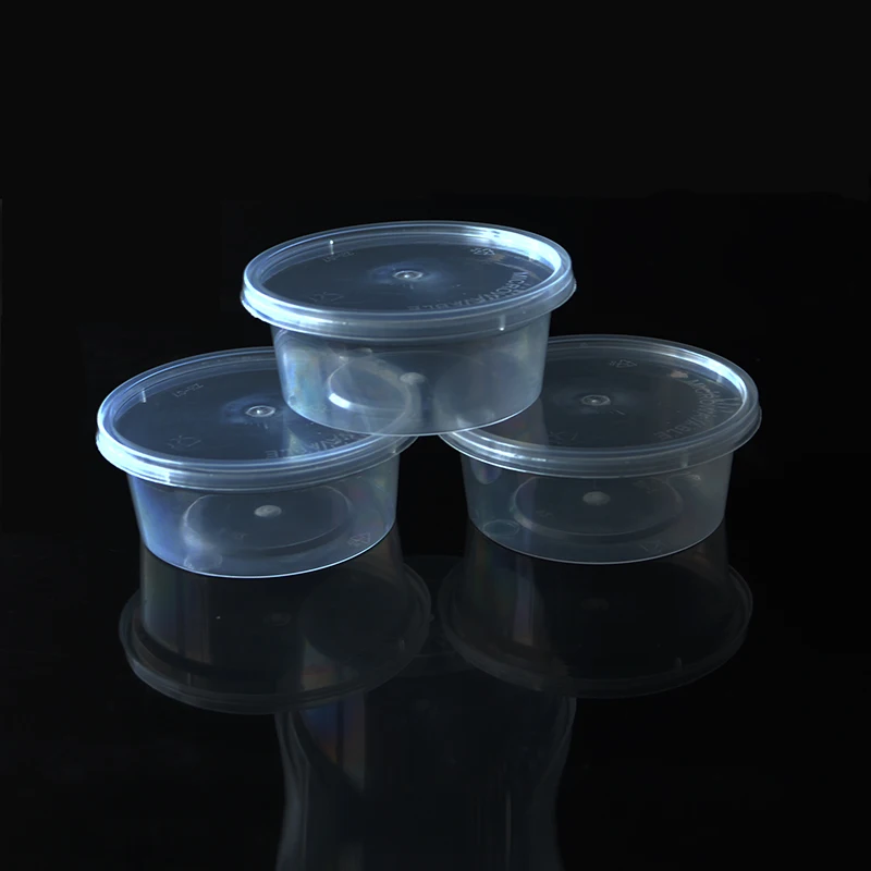 50pcs Disposable Plastic Takeaway Sauce Cup Container Food Box With Hinged  Lid