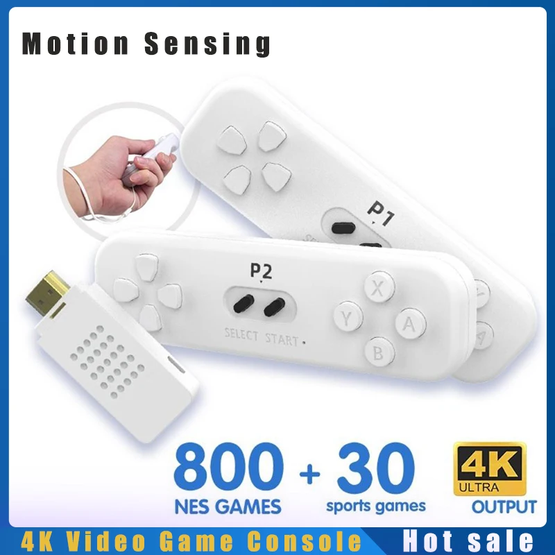 Double Game Console 4K Video Player Retro Game Stick With 2.4G Wireless