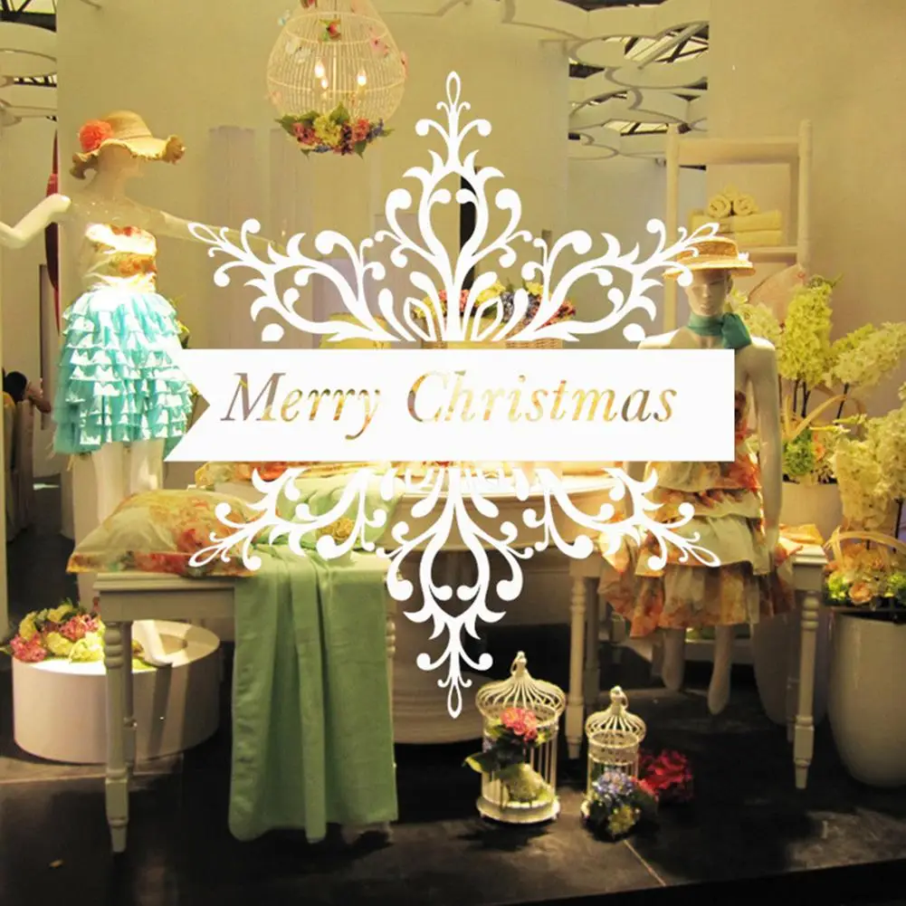

Merry Christmas Snowflake Xmas Decals Door Window Wall Sticker Home Shop Decor