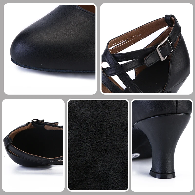 SWDZM Ballroom Dance Shoes For Women Black Closed Toe Modern Dance Shoes Salsa Tango Latin Shoes For Girls Ladies Waltz Shoes 4