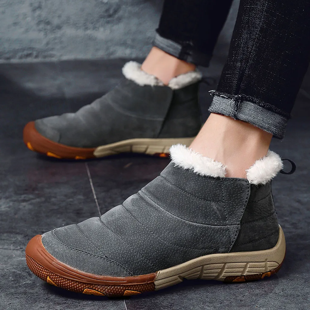 Зимняя мужская обувь на плоской подошве повседневные Бархатные Теплые хлопковые