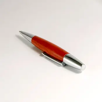 

Red Willow Wood Silver Chessboard Twist Trim Fat Ballpoint Pen Writing Tool Gift