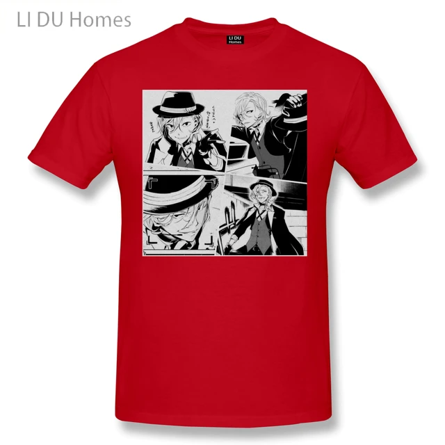 Manga Panels Chuuya Nakahara Bungou Stray Dogs Anime T Shirt Women Man's T-shirt Cotton Summer Tshirts Short Sleeve Graphics Tee Red