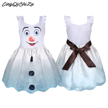 Карнавальный костюм для девочек платье Эльзы для девочек, вечерние платья с изображением снеговика, костюм Олафа для девочек SD05