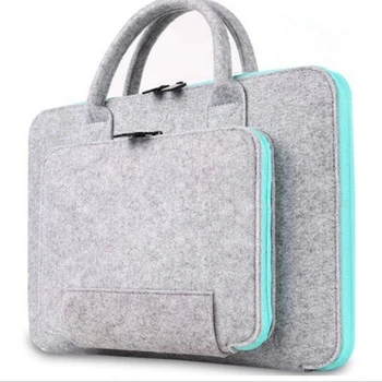 

Felt Laptop Sleeve Bag Notebook Accessories Pouch Storage Case with Handle 2 Pockets Protective Handbag for Laptop Tablet