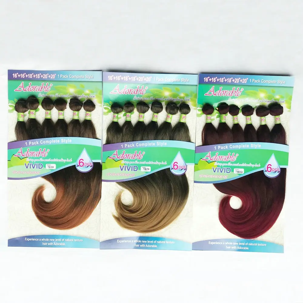 Adorable Heat Resistant Fiber Hook Body Wave Hair Weave Mixed Two Tone,Full Packet Synthetic Hair Bundles Ombre Color Vivid 6pcs
