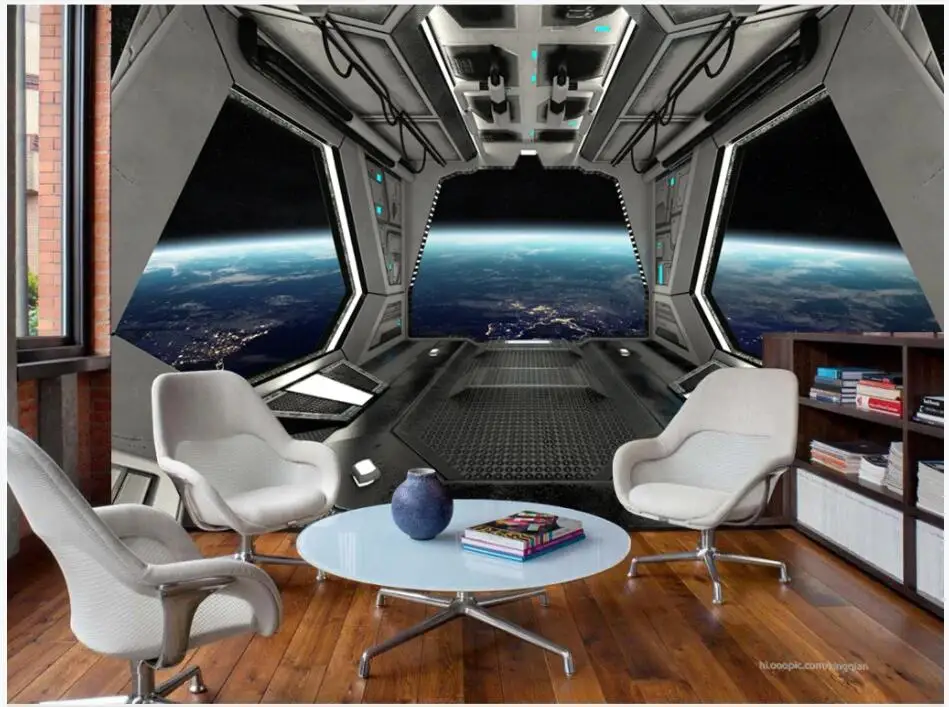 Custom Photo 3d Wallpaper Spaceship Capsule Cabin Ktv Background Living