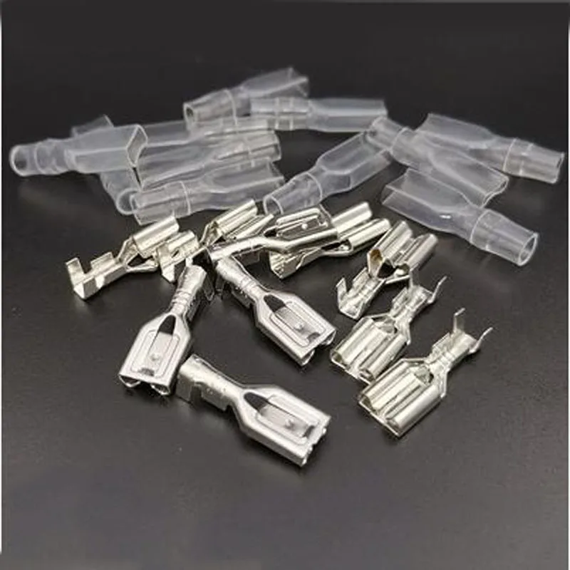 20Sets 6.3 Plug Spring Terminal with Lock Plug Spring Insert Cold Press Terminal Thickening Terminal 6.3 Plug Spring+ Sheath