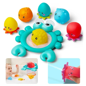

7PCS/Bag Bath Toy Animals Swimming Water Toys Mini Colorful Soft Floating Rubber Duck Squeeze Sound Funny Gift For Baby Kids