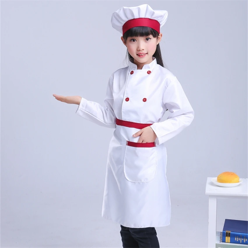 Детский костюм повара, куртка, Униформа, детский маскарадный детский сад, школьная одежда для девочек и мальчиков, Рабочий костюм шеф-повара, комплект