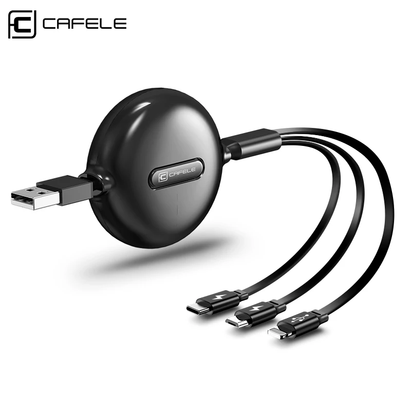 Cafele 3 в 1 Micro USB кабель Type C для iPhone зарядное устройство выдвижной поддержка быстрой